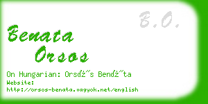 benata orsos business card